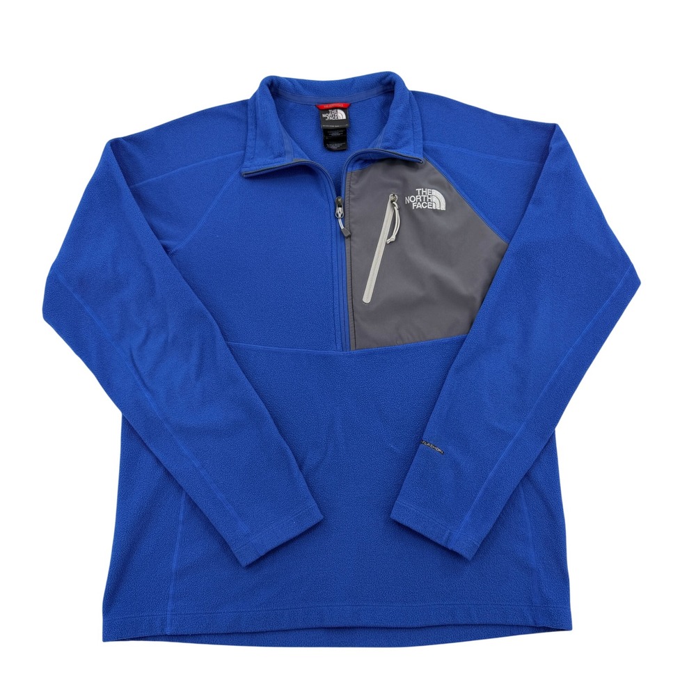 The North Face Mens FlashDry Quarter Zip Fleece Pullover Blue Grey Size Medium